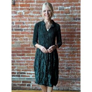 ✨ Alquema Metallic Nehru Coat Dress in Forest Green ✨